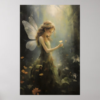 Forest Floral Fairy, Sage Green Cottagecore Print