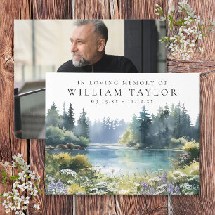 Forest Floral Lake In Loving Memory Funeral Photo Guest Book