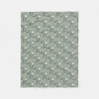 Forest Floral Sage Green Fleece Blanket