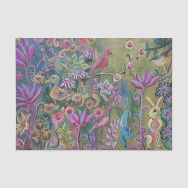 forest flower animal painting tissue paper (Front)