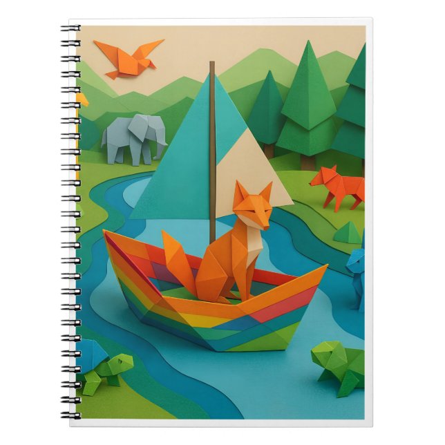 Forest Folded Animals – Colourful Origami Wildlife Notebook (Front)