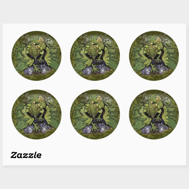 Forest foliage Dragon~stickers Classic Round Sticker (Sheet)