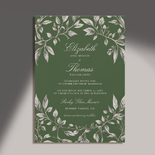Forest Foliage Frame Green Modern Classic Wedding Invitation