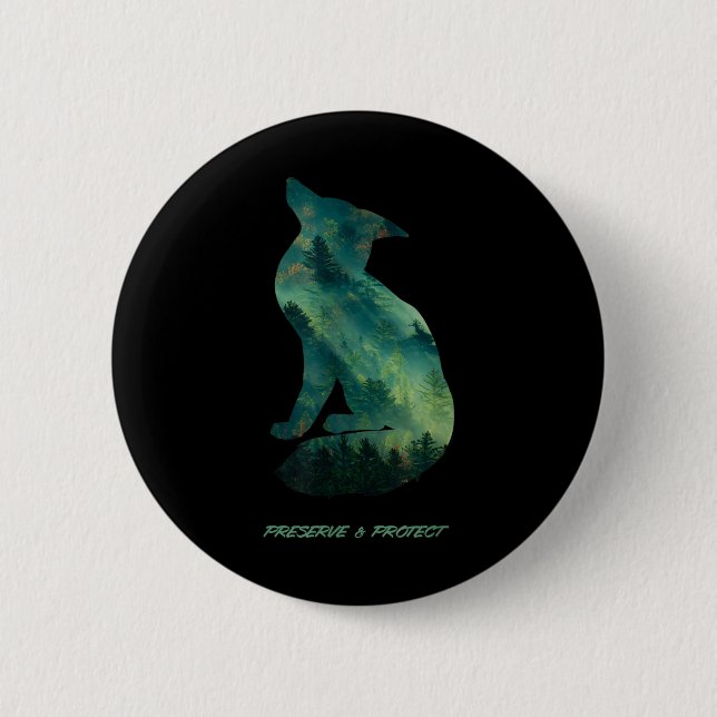 Forest Fox Nature Conservation Environmental Prote 2 Inch Round Button (Front)