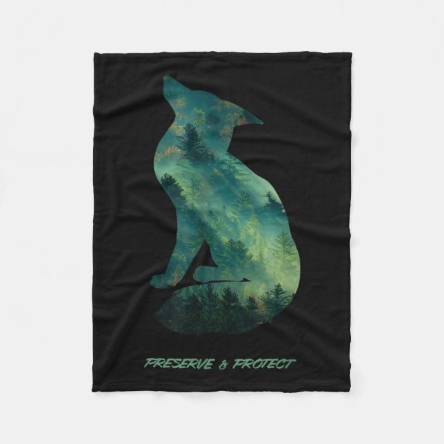 Forest Fox Nature Conservation Environmental Prote Fleece Blanket (Front)