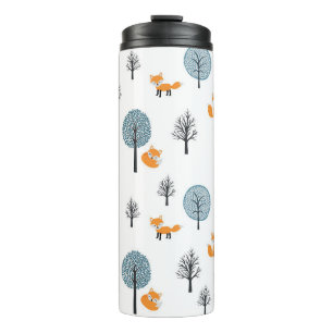 Forest Foxes: Vintage White Background Thermal Tumbler