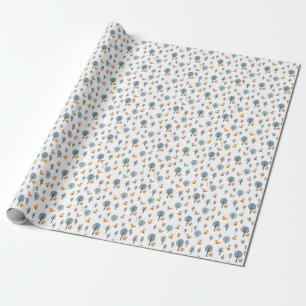 Forest Foxes: Vintage White Background Wrapping Paper