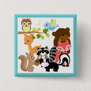 Forest Friends 2 Inch Square Button