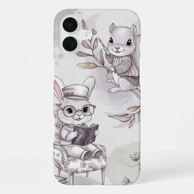 Forest Friends at Study iPhone Case (Back)
