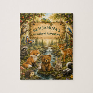 Forest Friends Custom Name Kids Gift Jigsaw Puzzle