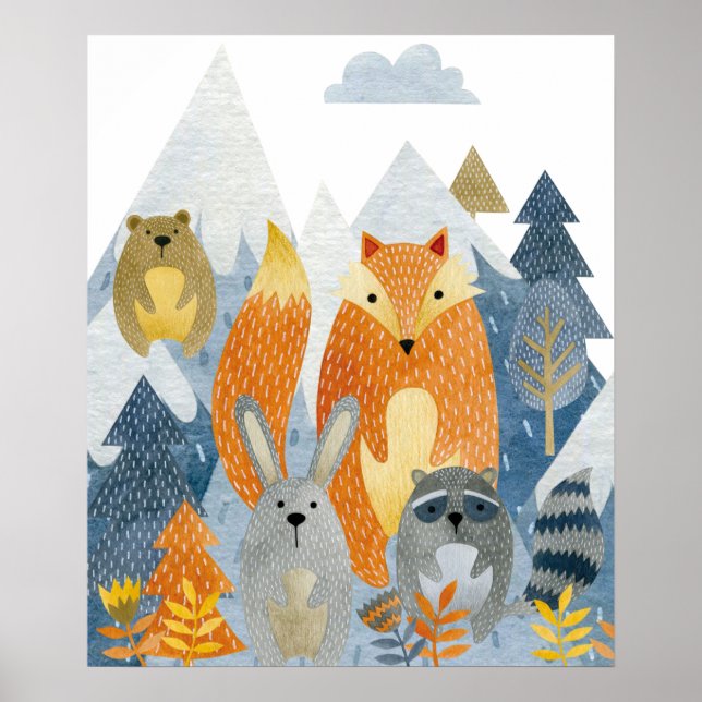 Forest friends in the mountain poster (Front)