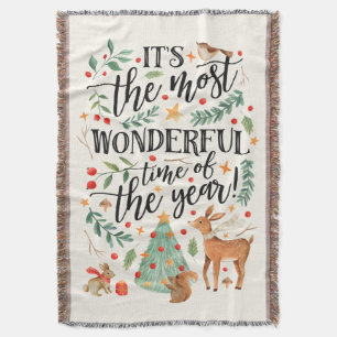 Forest Friends   Ivory   Throw Blanket