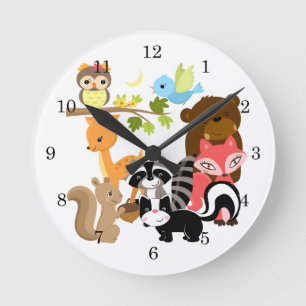 Forest Friends Round Clock