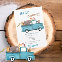 Forest Friends Watercolor Blue Baby Shower