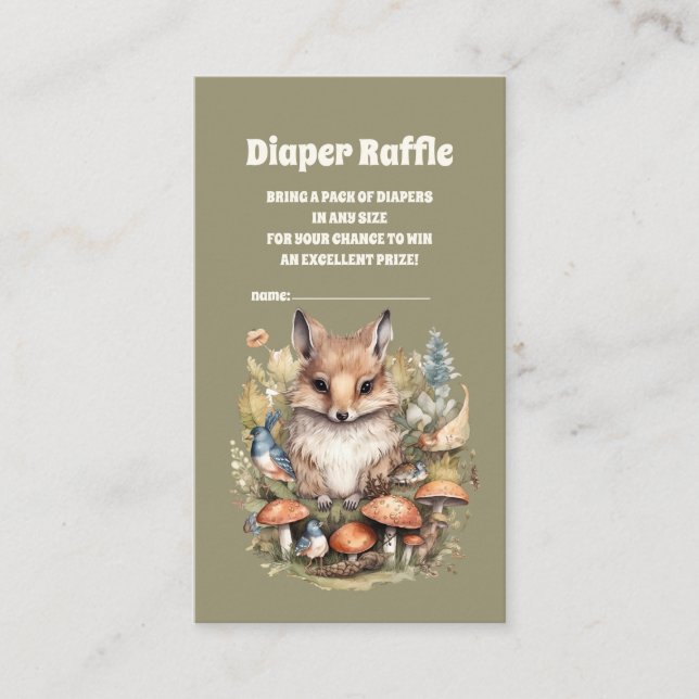 Forest Friends Woodland Baby Shower Diaper Raffle Enclosure Card (Front)