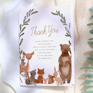 Forest Friends Woodland Baby Shower Thank You Card