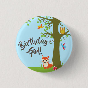 Forest Friends Woodland Cute 1st Birthday Party 1 Inch Round Button