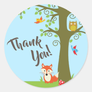 Forest Friends Woodland Cute 1st Birthday Party Classic Round Sticker