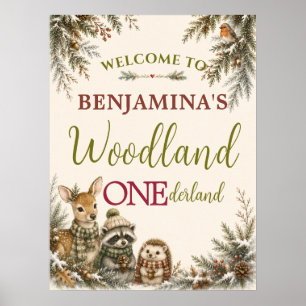 Forest Friends Woodland ONEderland First Birthday Poster