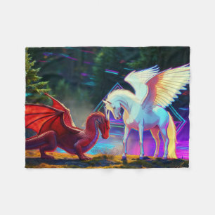 Forest Friends - Young Dragon and Young Pegasus Fleece Blanket
