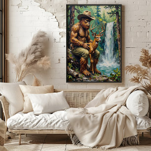 Forest Friendship: Bigfoot and the Fawn Poster