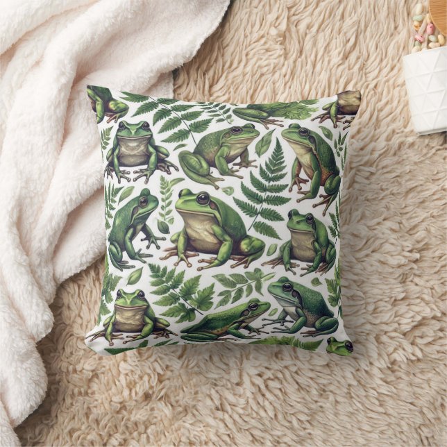 Forest Frogs Mug Throw Pillow (Blanket)