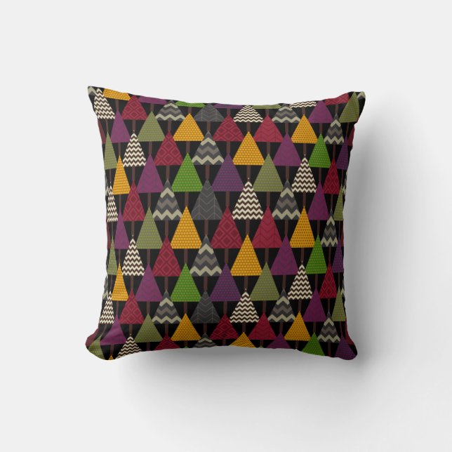 forest geo trees dark throw pillow (Front)