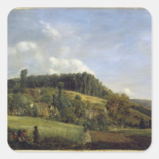 Forest Glade near a Village, 1833 Square Sticker (Front)