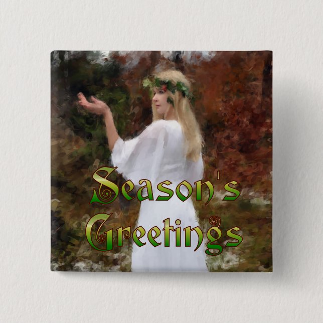 Forest Goddess - Season's Greetings 2 Inch Square Button (Front)
