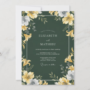 Forest Gold Lily Wedding Invitation