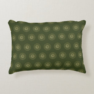 Forest Golden Zinnia Flower Medallions Accent Pillow