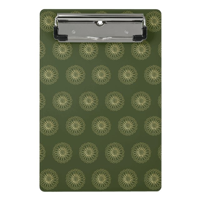 Forest | Golden Zinnia Flower Medallions Mini Clipboard (Front)