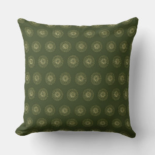 Forest Golden Zinnia Flower Medallions Throw Pillow