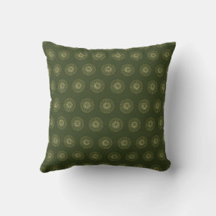 Forest Golden Zinnia Flower Medallions Throw Pillow