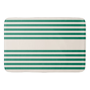 Forest green and beige five stripes pattern bath mat