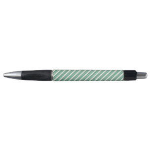 Forest green and beige five stripes pattern pen