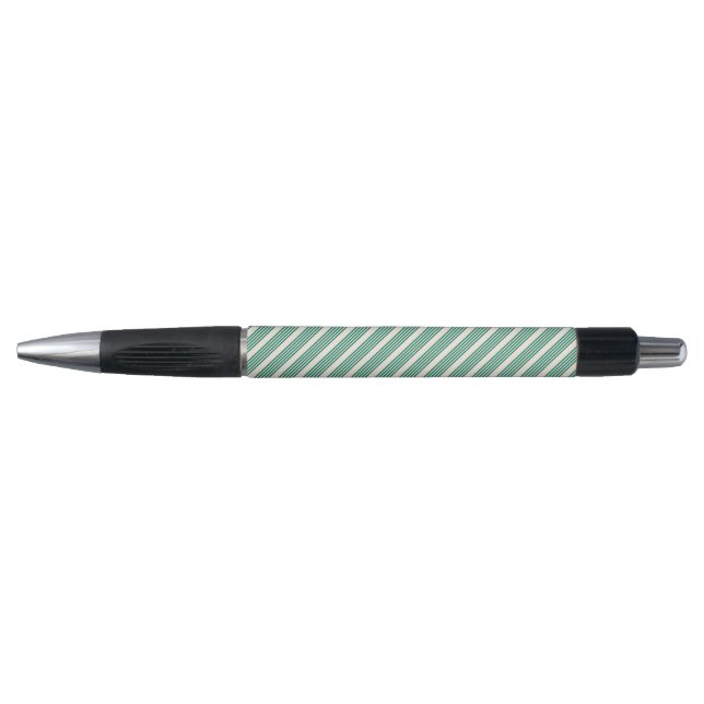 Forest green and beige five stripes pattern pen (Front)