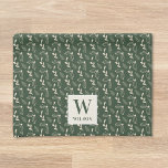 Forest Green and Beige Monogram Name Christmas Kitchen Towel<br><div class="desc">Custom-designed monogram kitchen hand towel for the holiday season featuring rustic forest green and beige Christmas foliage design with personalized initial and name.</div>