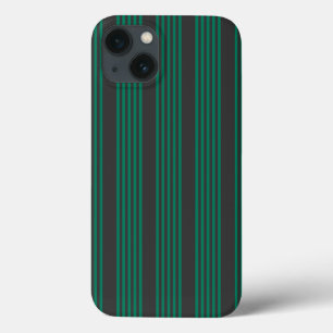 Forest green and charcoal fives stripe pattern iPhone 13 case