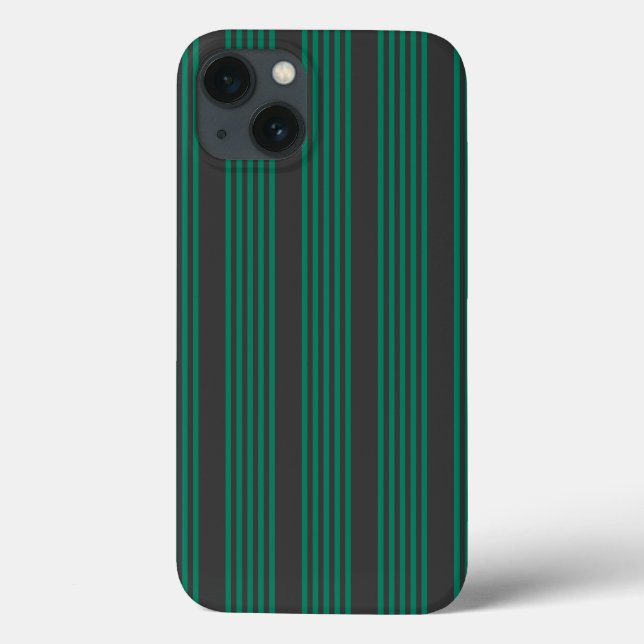 Forest green and charcoal fives stripe pattern Case-Mate iPhone case (Back)
