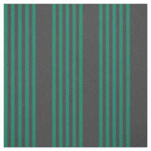 Forest green and charcoal fives stripe pattern fabric