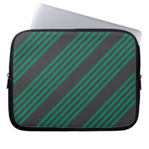 Forest green and charcoal fives stripe pattern laptop sleeve