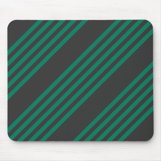 Forest green and charcoal fives stripe pattern mouse pad (Front)