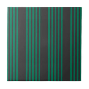 Forest green and charcoal fives stripe pattern tile