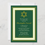 Forest Green and Gold Bar Mitzvah Invitation<br><div class="desc">The text on this green and gold bar mitzvah invitation is customizable. To change it, you can use the personalize option. For more extensive text changes, such as changes to the font, font colour, or text layout, use the customize option. The Star of David symbol is easily removed as well...</div>