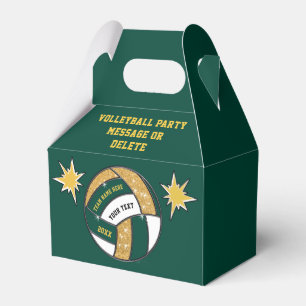Forest Green and Gold, Volleyball Party Bags,  Favor Box