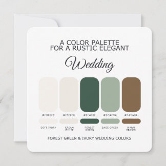 Forest Green and Ivory Wedding Colour Palette Card