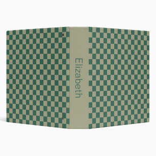Forest Green and Sage Chequerboard Pattern & Name Binder