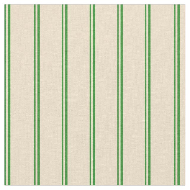 Forest Green and Tan Coloured Lined Pattern Fabric (Close Up)