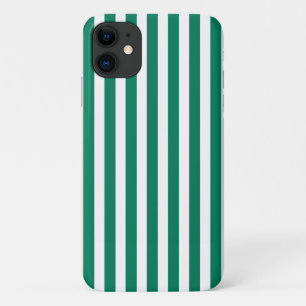 Forest green and white candy stripes iPhone 11 case